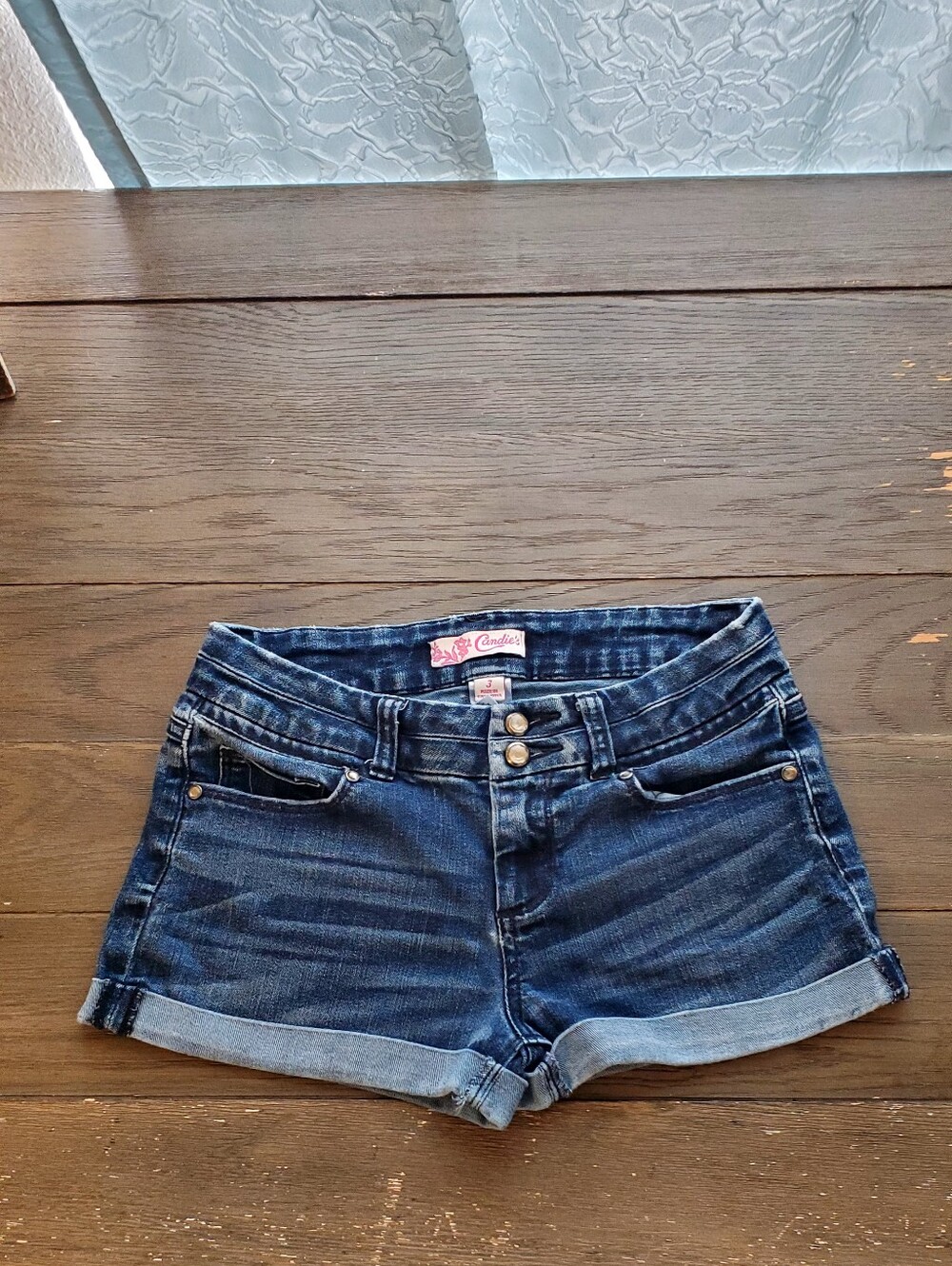 Candie's Dark Blue Rolled-Hem Denim Shorts